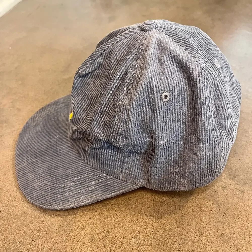 Lazy Sun blue corduroy cap yellow embroidery NEW gender neutral boho minimalist